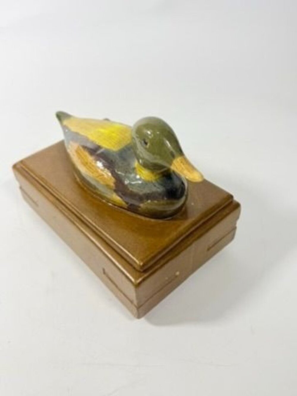 Trinket Cigar Box Duck Vintage Ceramic Hand Painted Mold Desk Dresser Accessorie - Picture 6 of 13